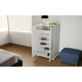 Accentuations by Manhattan Comfort Innovative Catalonia Mobile Shoe Closet 2.0 with 6 Shelves in White