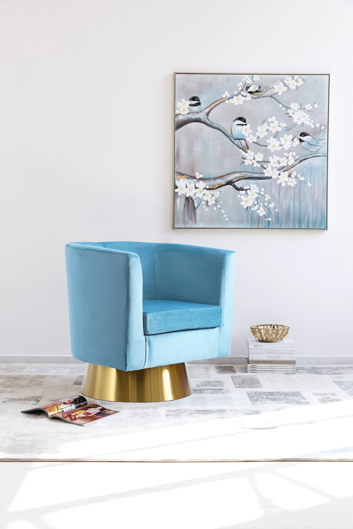 Meridian Furniture Bellagio Aqua Velvet Accent Chair