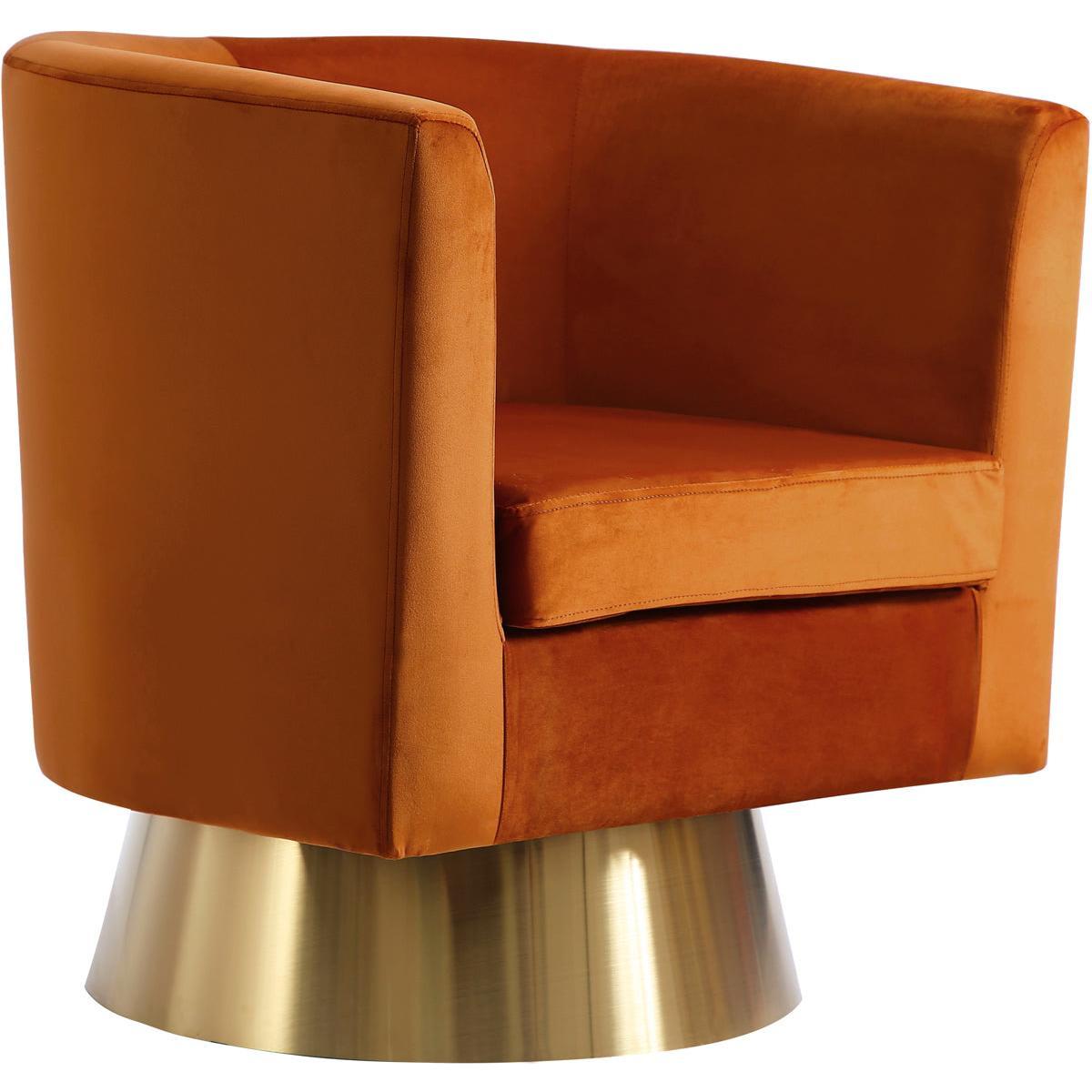 Meridian Furniture Bellagio Cognac Velvet Accent ChairMeridian Furniture - Accent Chair - Minimal And Modern - 1