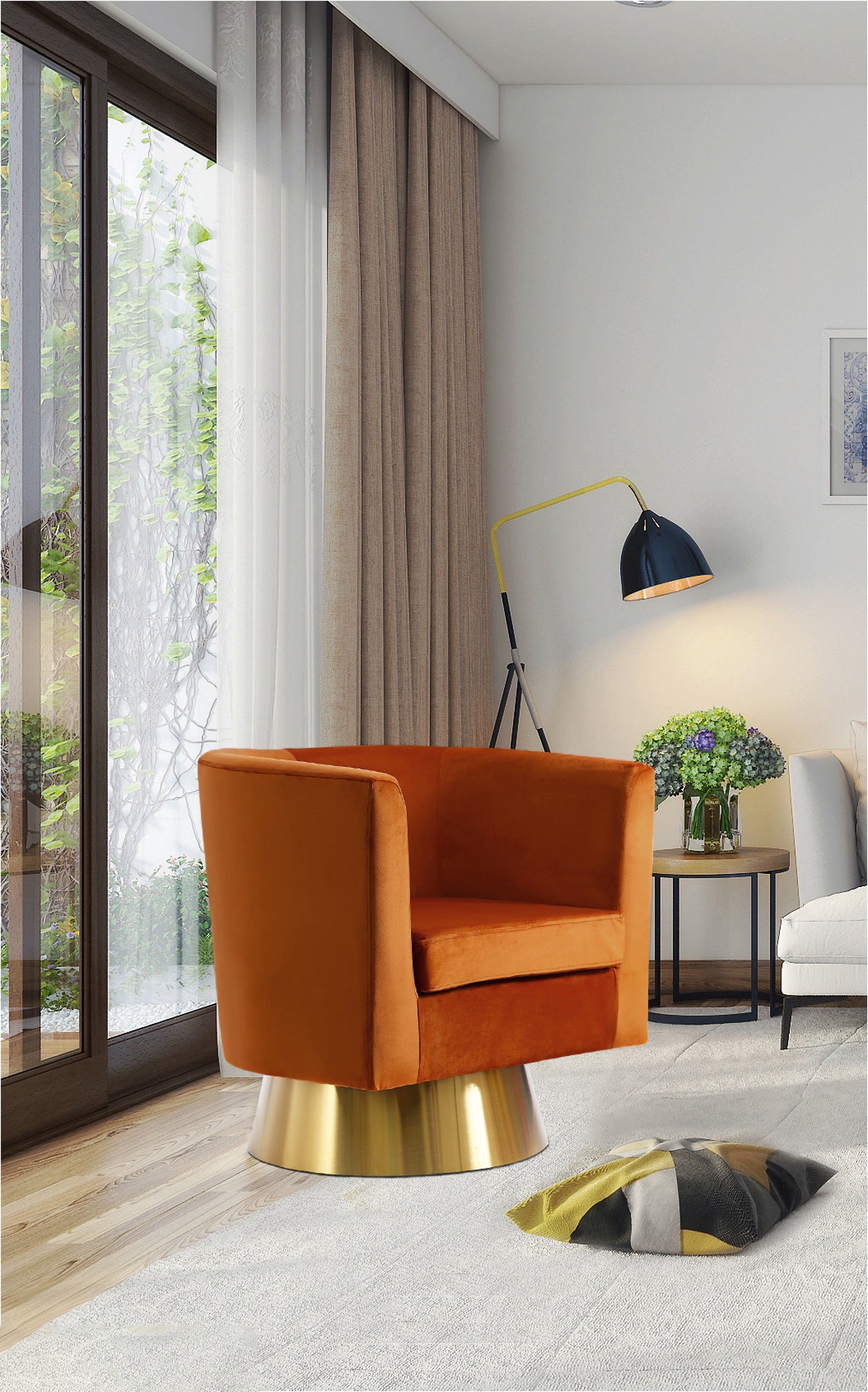 Meridian Furniture Bellagio Cognac Velvet Accent Chair