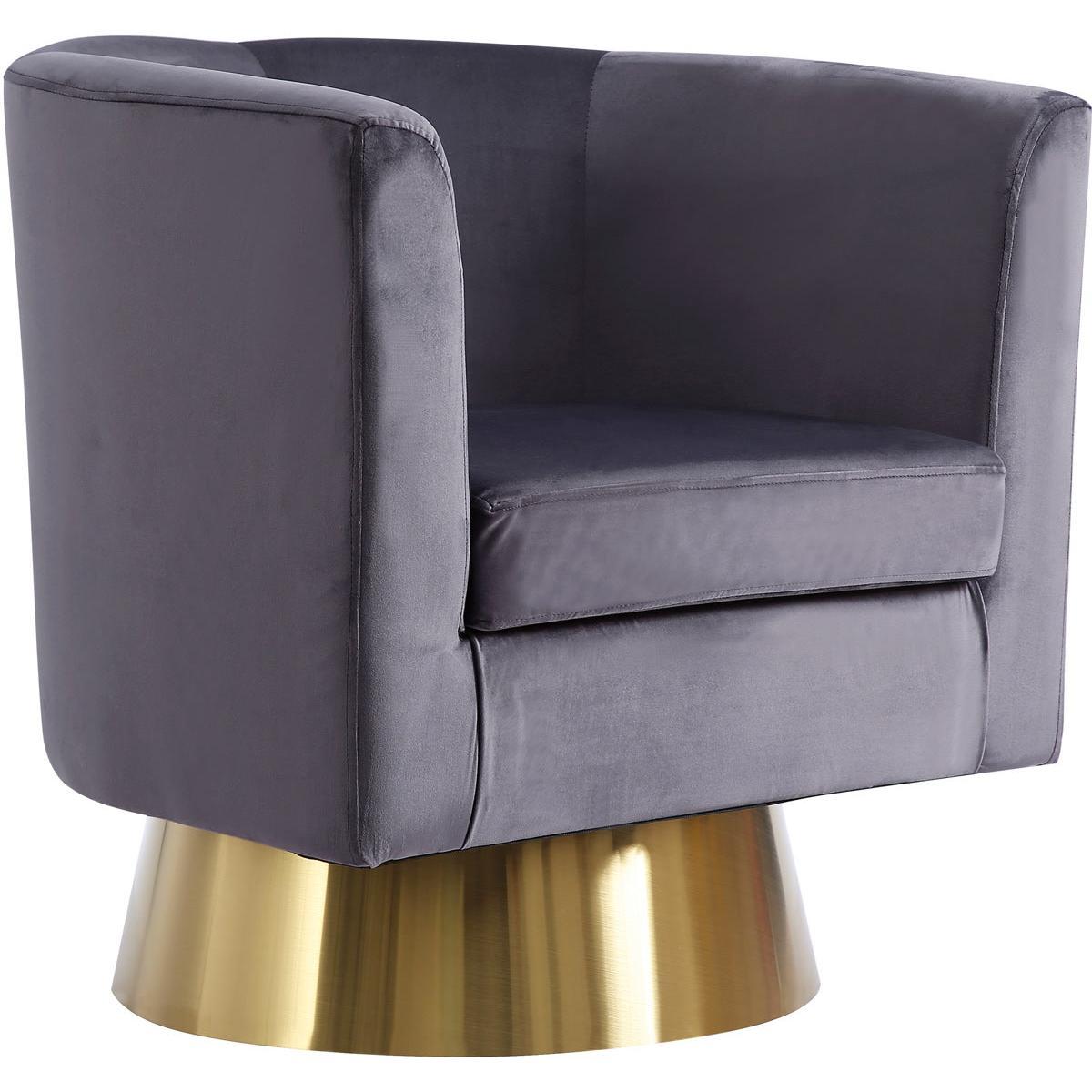Meridian Furniture Bellagio Grey Velvet Accent ChairMeridian Furniture - Accent Chair - Minimal And Modern - 1
