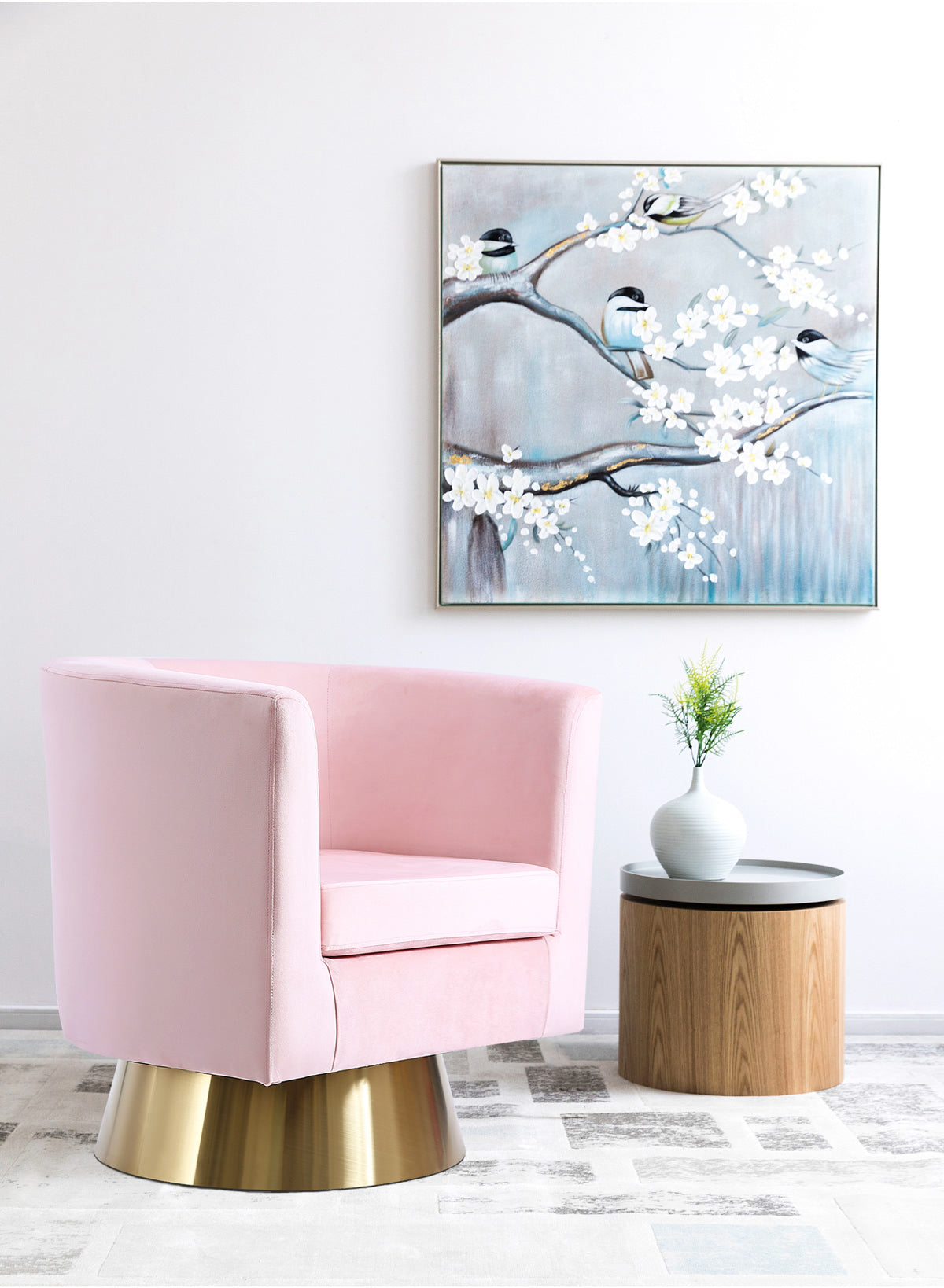 Meridian Furniture Bellagio Pink Velvet Accent Chair