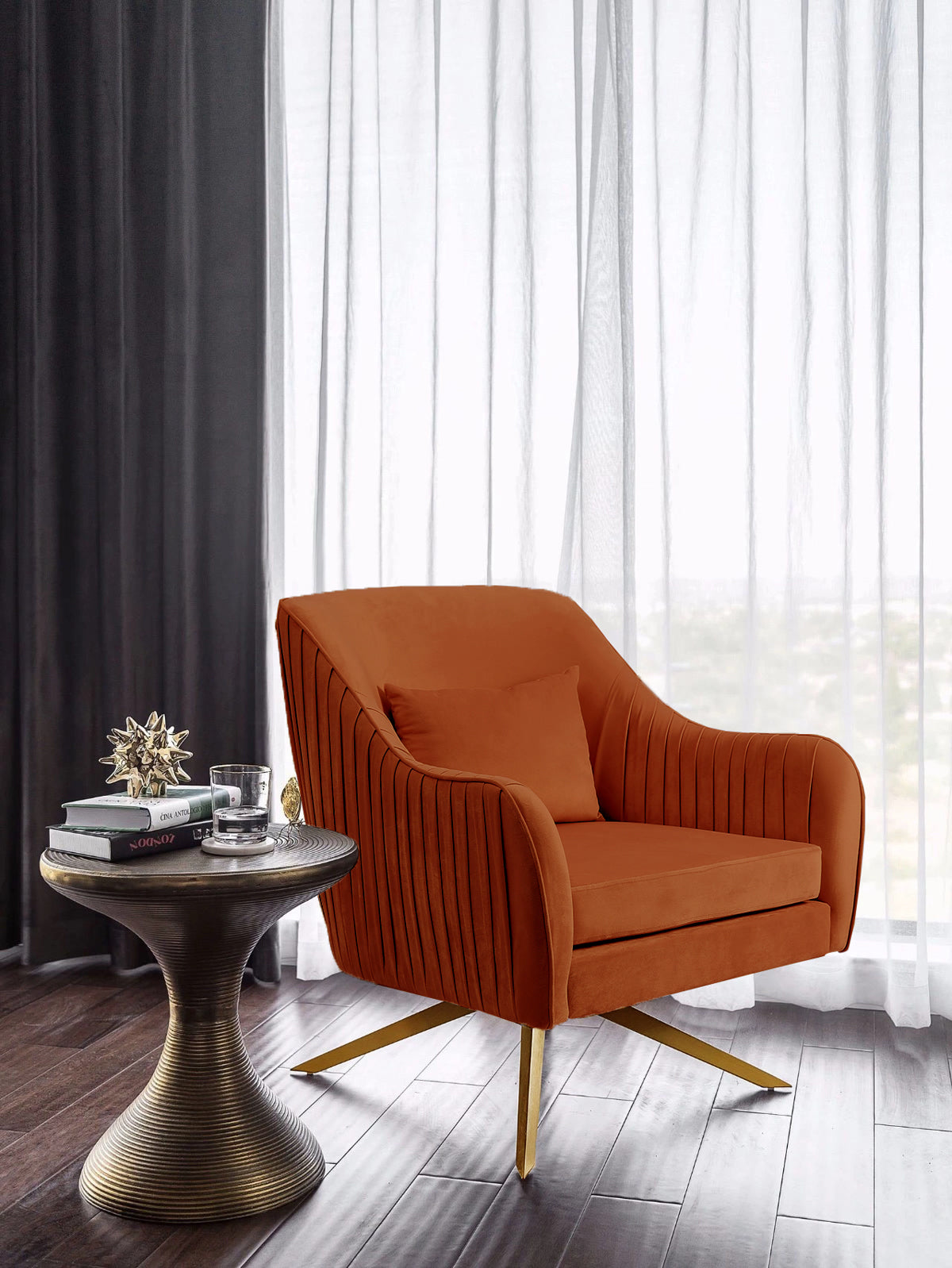 Meridian Furniture Paloma Cognac Velvet Accent Chair
