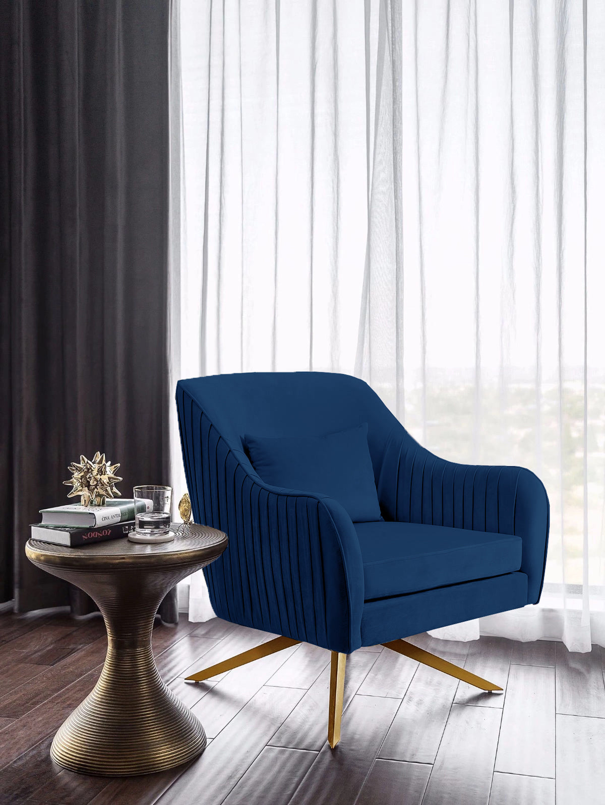 Meridian Furniture Paloma Navy Velvet Accent Chair
