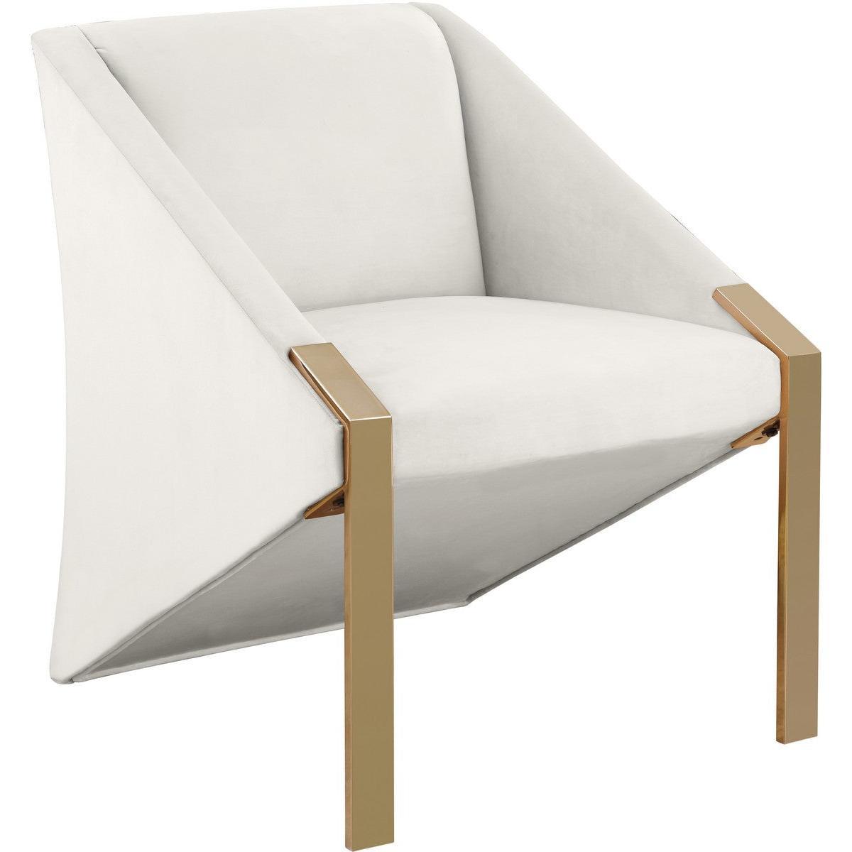 Meridian Furniture Rivet Cream Velvet Accent ChairMeridian Furniture - Accent Chair - Minimal And Modern - 1