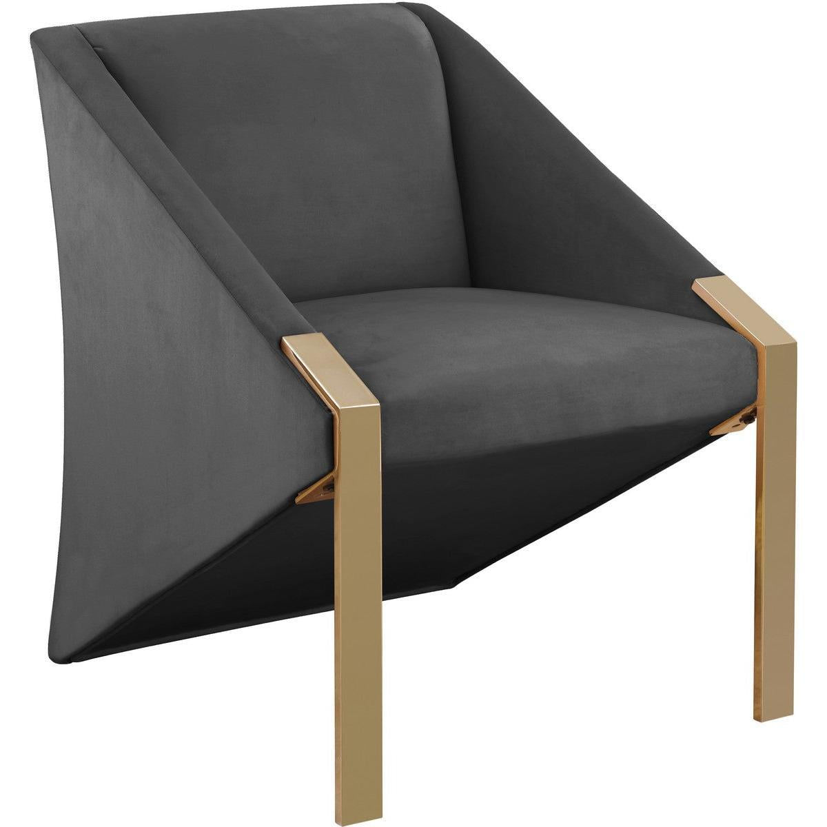 Meridian Furniture Rivet Grey Velvet Accent ChairMeridian Furniture - Accent Chair - Minimal And Modern - 1