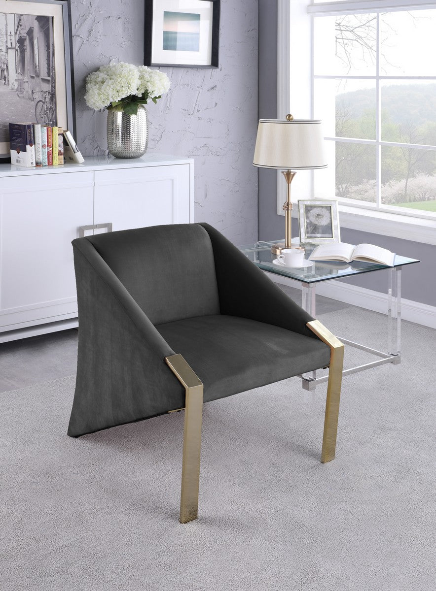 Meridian Furniture Rivet Grey Velvet Accent Chair