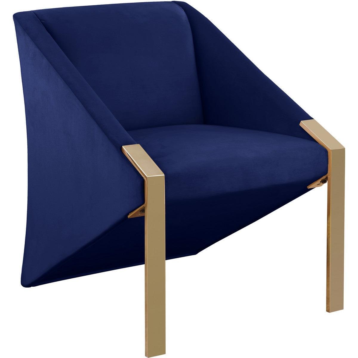 Meridian Furniture Rivet Navy Velvet Accent ChairMeridian Furniture - Accent Chair - Minimal And Modern - 1