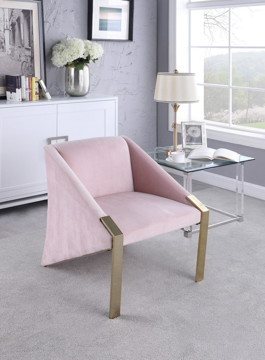 Meridian Furniture Rivet Pink Velvet Accent Chair