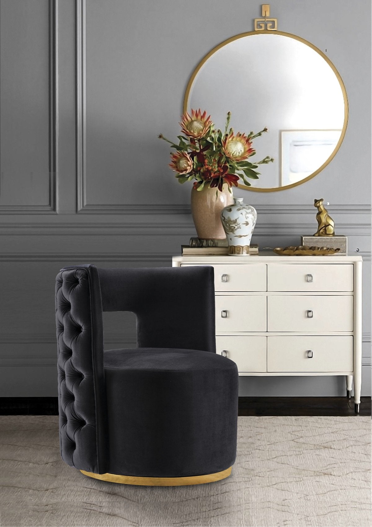 Meridian Furniture Theo Black Velvet Accent Chair