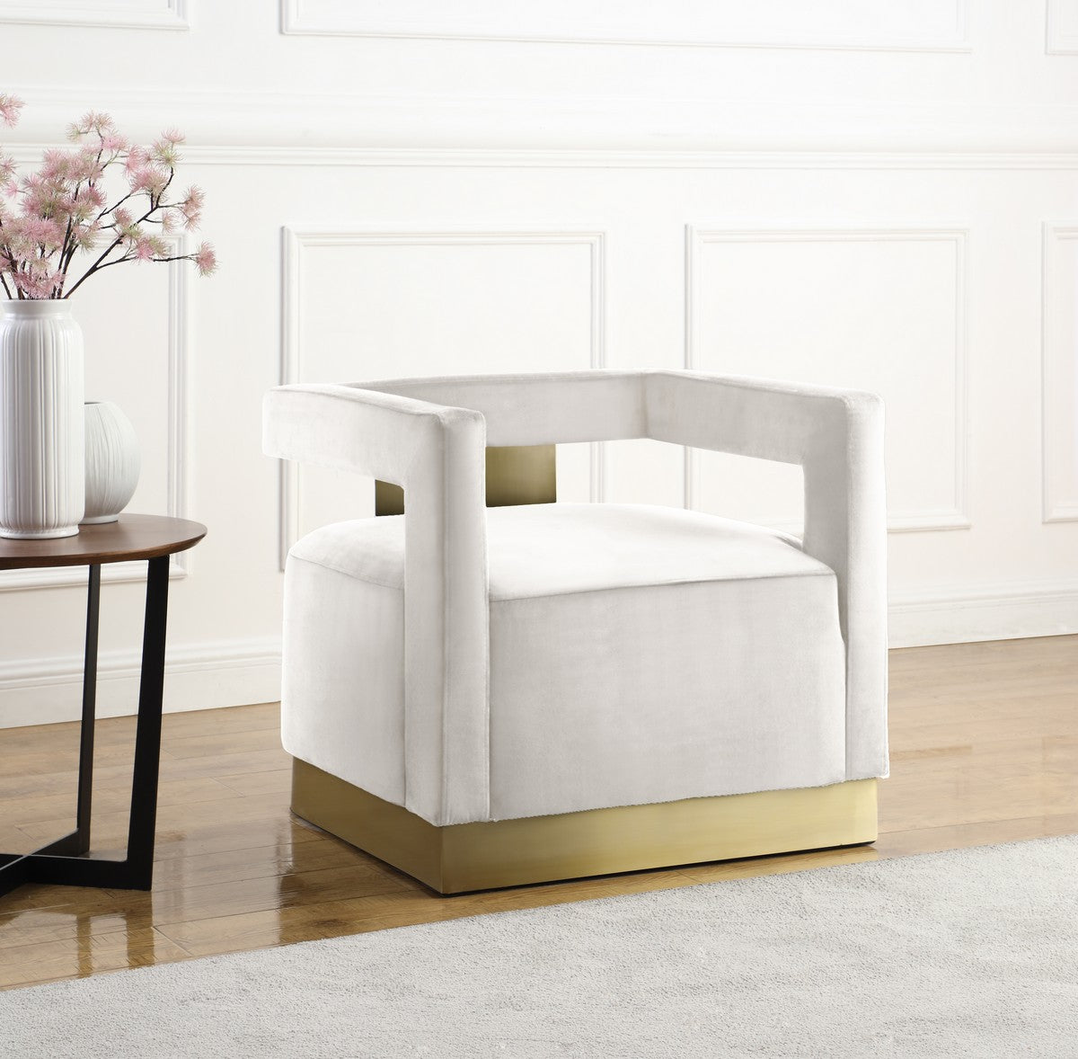 Meridian Furniture Armani Cream Velvet Accent Chair