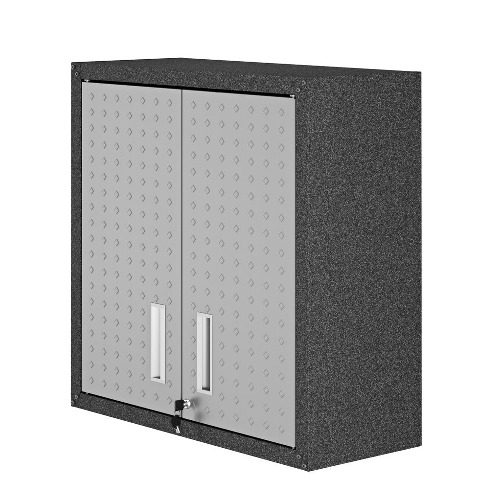 Manhattan Comfort  Fortress 30" Floating Textured Metal Garage Cabinet with Adjustable Shelves in Grey Manhattan Comfort-Garage - - 1
