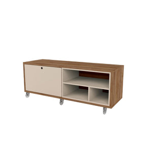 Manhattan Comfort Windsor 53.62 Modern Shoe Rack Bed Bench with Silicon Casters in Off White and Nature