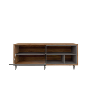 Manhattan Comfort Windsor 53.62 Modern Shoe Rack Bed Bench with Silicon Casters in Grey and Nature