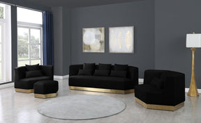 Meridian Furniture Marquis Black Velvet Ottoman