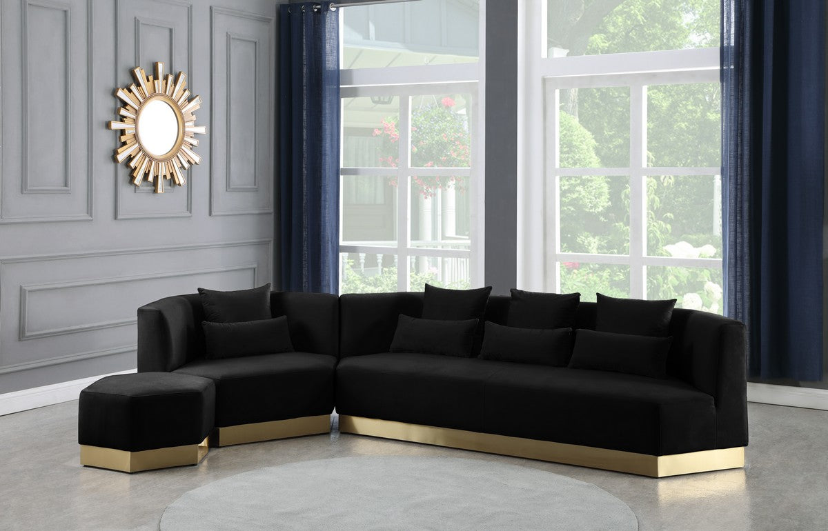 Meridian Furniture Marquis Black Velvet Ottoman