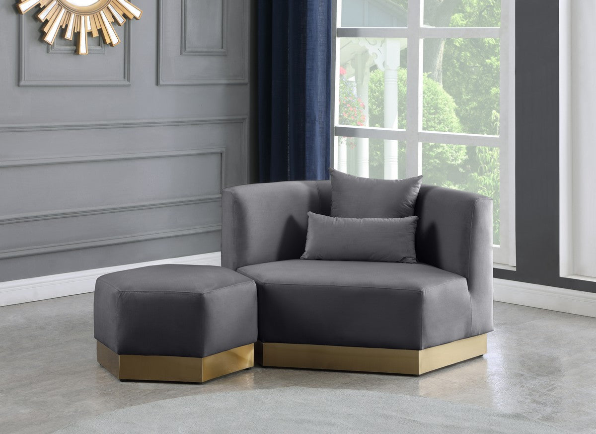 Meridian Furniture Marquis Grey Velvet Ottoman