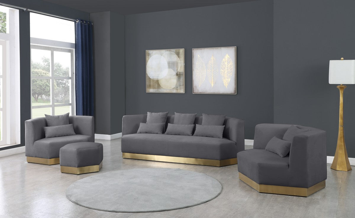 Meridian Furniture Marquis Grey Velvet Sofa