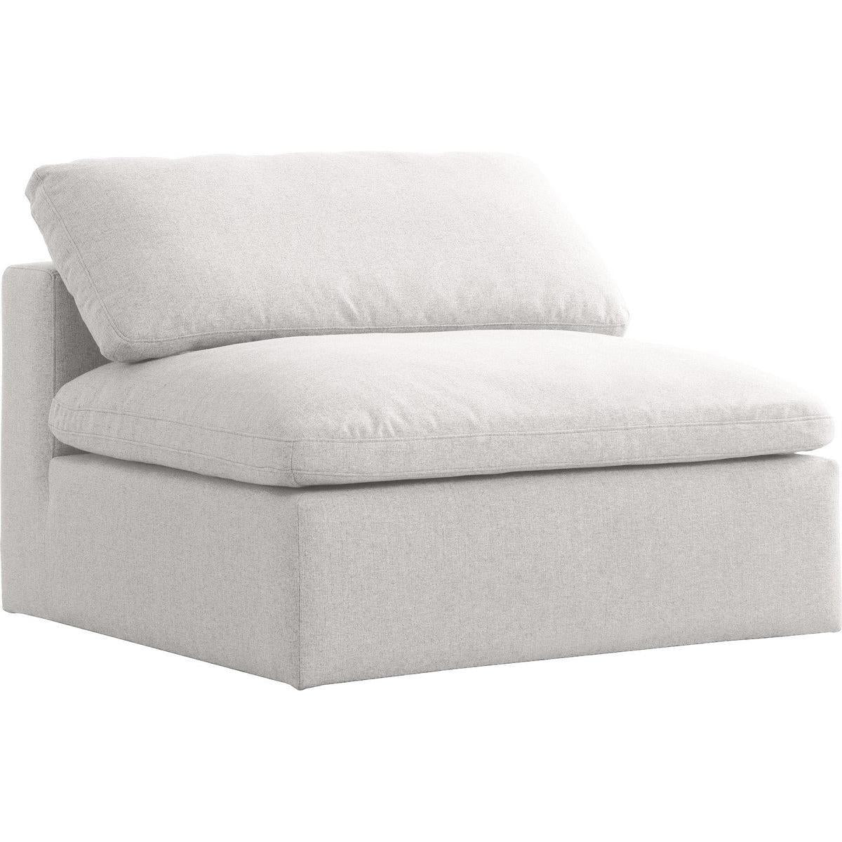Meridian Furniture Serene Cream Linen Fabric Deluxe Cloud Armless ChairMeridian Furniture - Deluxe Cloud Armless Chair - Minimal And Modern - 1