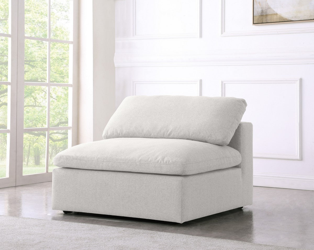 Meridian Furniture Serene Cream Linen Fabric Deluxe Cloud Armless Chair