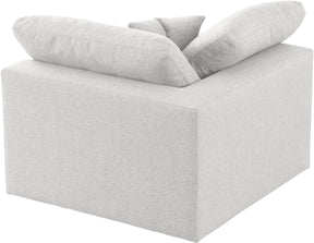 Meridian Furniture Serene Cream Linen Fabric Deluxe Cloud Corner Chair