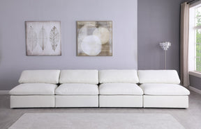 Meridian Furniture Serene Cream Linen Fabric Deluxe Cloud Modular Armless Sofa
