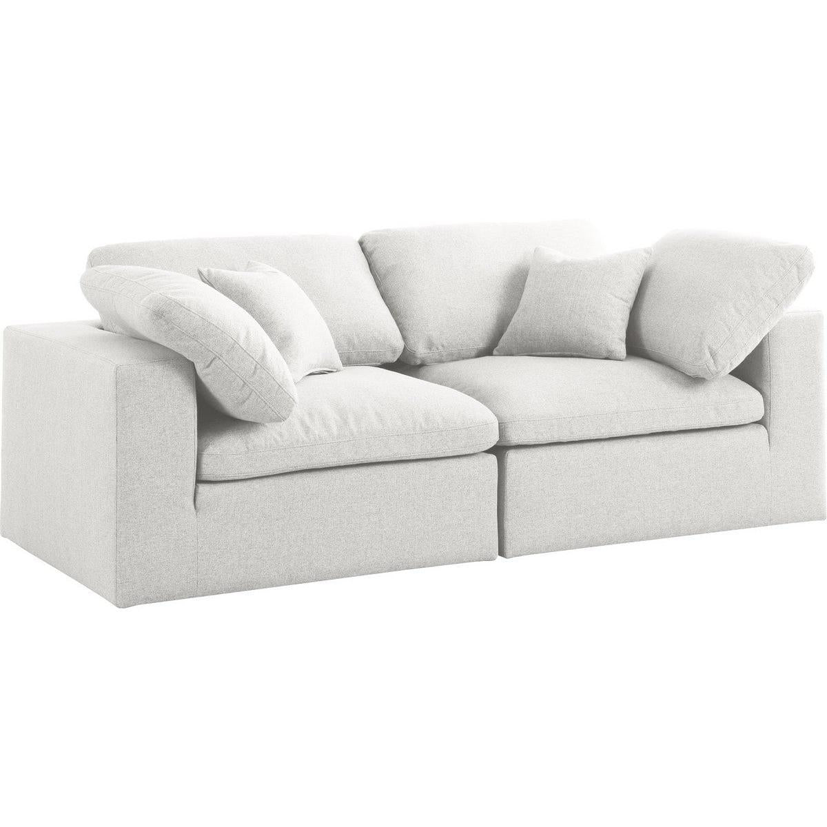 Meridian Furniture Serene Cream Linen Fabric Deluxe Cloud Modular SofaMeridian Furniture - Deluxe Cloud Modular Sofa - Minimal And Modern - 1