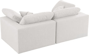 Meridian Furniture Serene Cream Linen Fabric Deluxe Cloud Modular Sofa