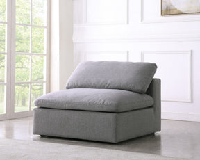 Meridian Furniture Serene Grey Linen Fabric Deluxe Cloud Armless Chair