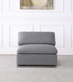 Meridian Furniture Serene Grey Linen Fabric Deluxe Cloud Armless Chair
