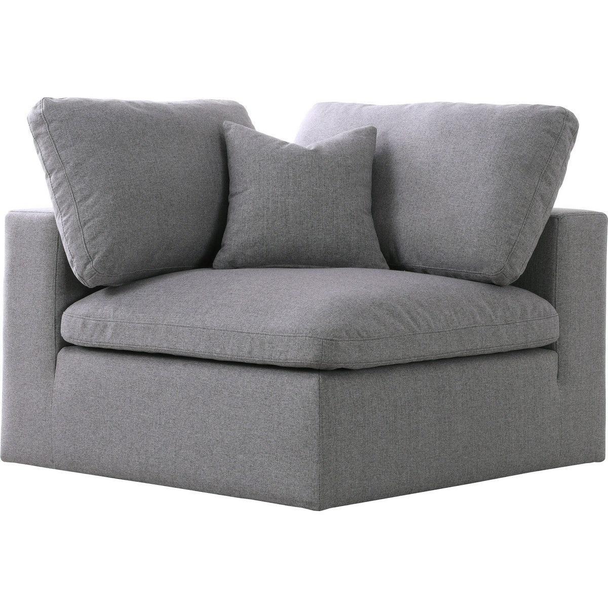 Meridian Furniture Serene Grey Linen Fabric Deluxe Cloud Corner ChairMeridian Furniture - Deluxe Cloud Corner Chair - Minimal And Modern - 1