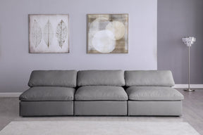 Meridian Furniture Serene Grey Linen Fabric Deluxe Cloud Modular Armless Sofa
