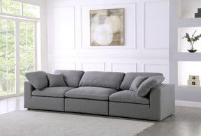 Meridian Furniture Serene Grey Linen Fabric Deluxe Cloud Modular Sofa