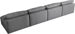 Meridian Furniture Serene Grey Linen Fabric Deluxe Cloud Modular Armless Sofa