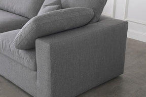 Meridian Furniture Serene Grey Linen Fabric Deluxe Cloud Modular Sofa