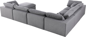 Meridian Furniture Serene Grey Linen Fabric Deluxe Cloud Modular Sectional