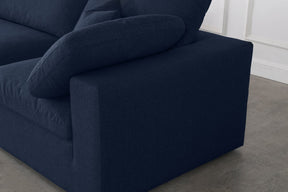 Meridian Furniture Serene Navy Linen Fabric Deluxe Cloud Modular Sofa