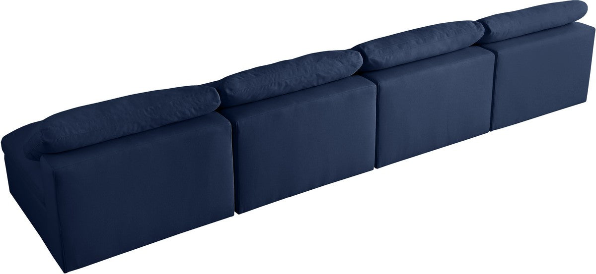 Meridian Furniture Serene Navy Linen Fabric Deluxe Cloud Modular Armless Sofa