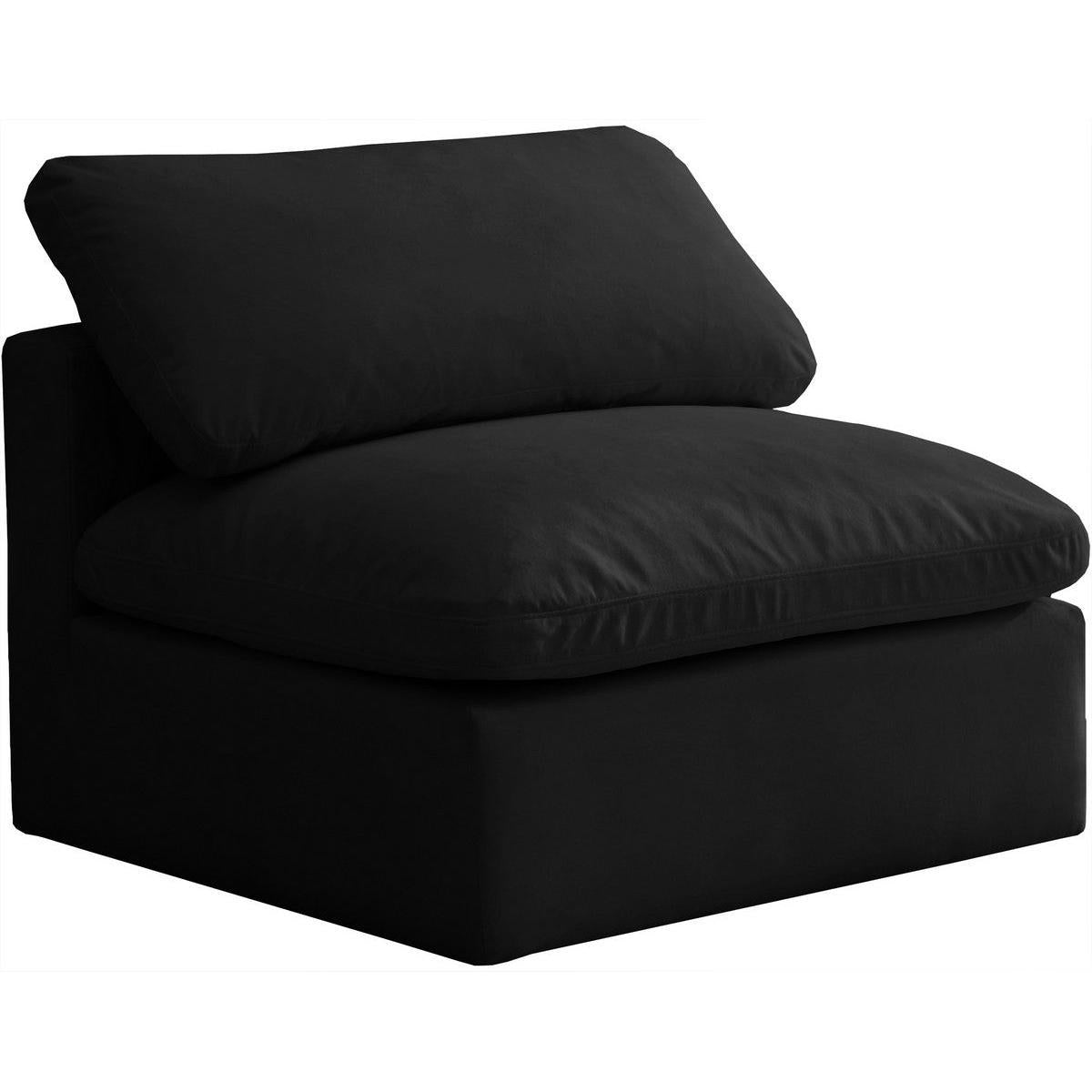 Meridian Furniture Plush Black Velvet Standard Cloud Modular Armless ChairMeridian Furniture - Standard Cloud Modular Armless Chair - Minimal And Modern - 1