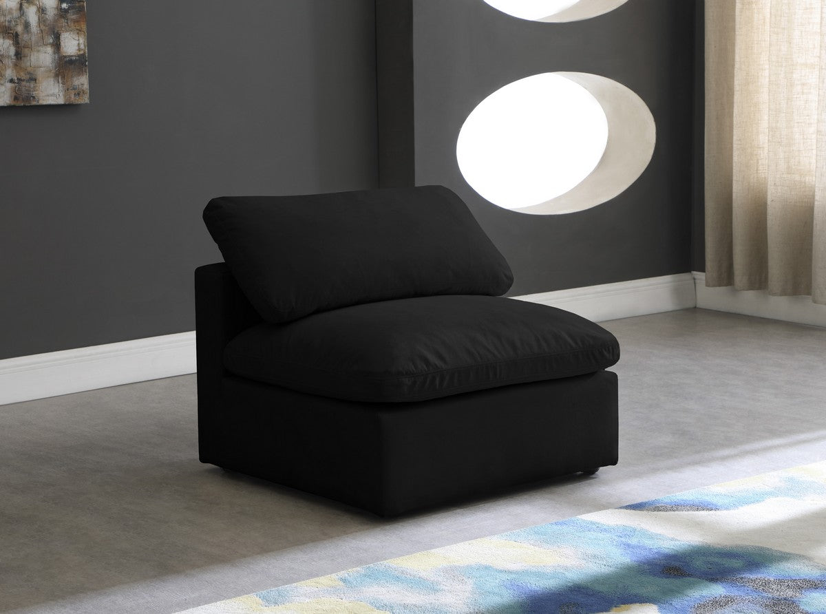 Meridian Furniture Plush Black Velvet Standard Cloud Modular Armless Chair