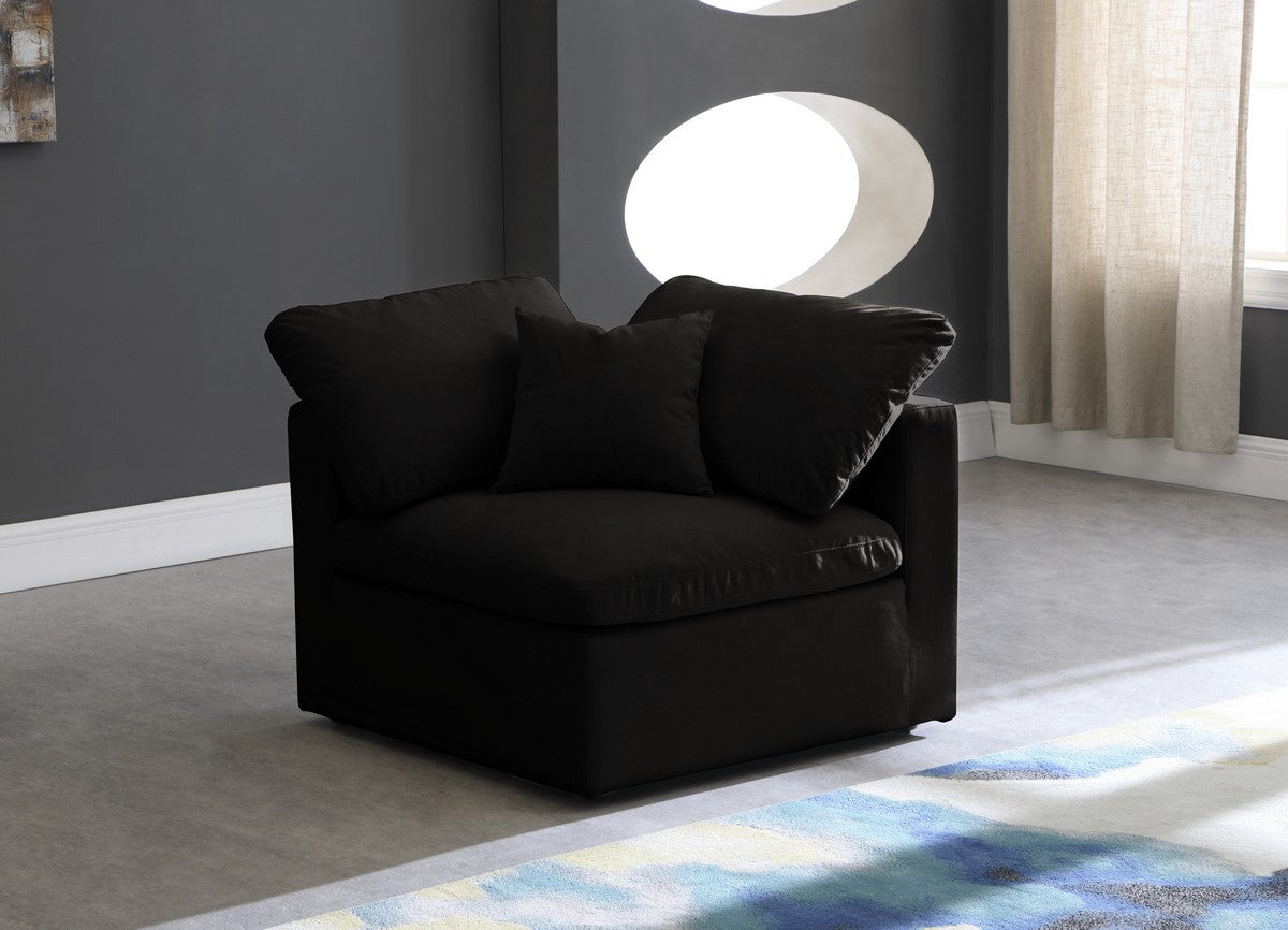 Meridian Furniture Plush Black Velvet Standard Cloud Modular Corner Chair