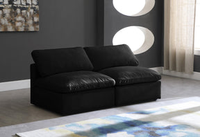 Meridian Furniture Plush Black Velvet Standard Cloud Modular Sofa