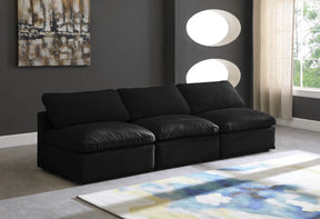 Meridian Furniture Plush Black Velvet Standard Cloud Modular Sofa