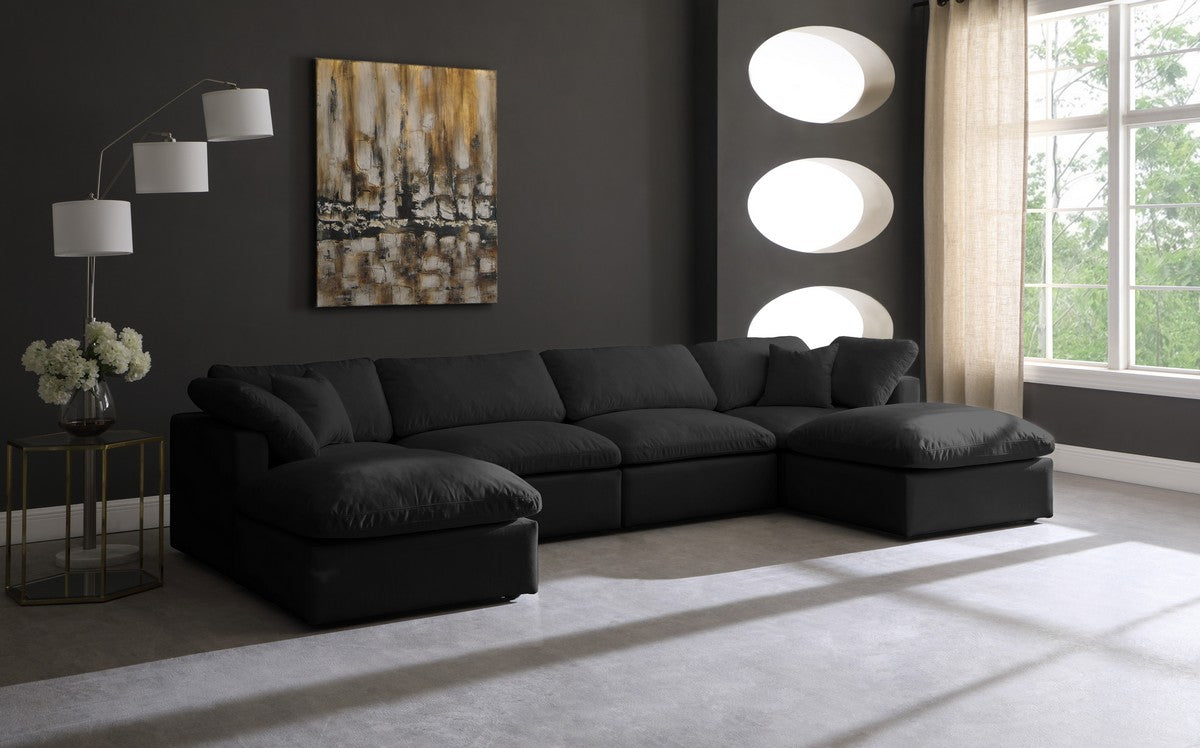Meridian Furniture Plush Black Velvet Standard Cloud Modular Sectional