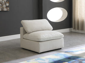 Meridian Furniture Plush Cream Velvet Standard Cloud Modular Armless Chair