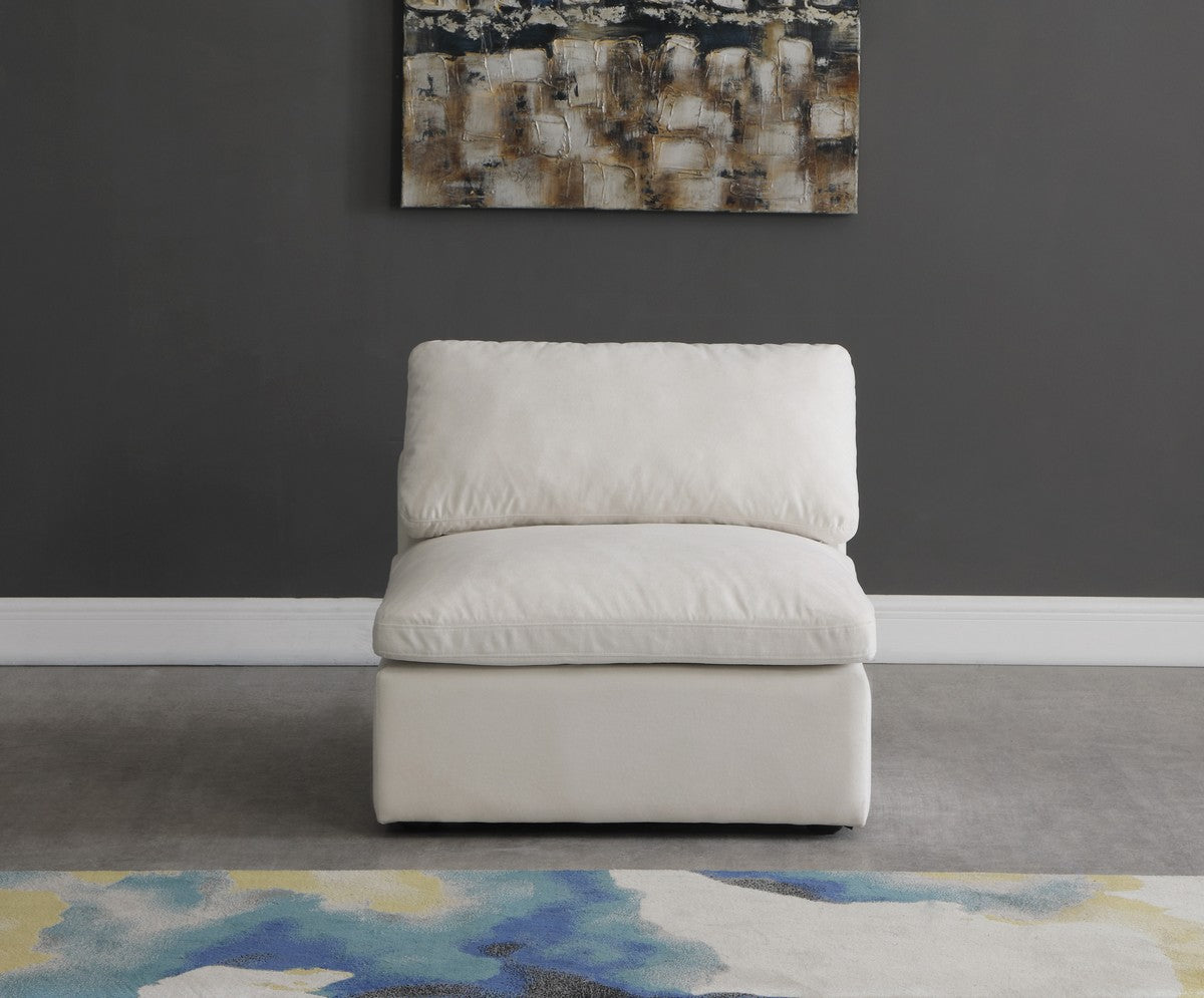Meridian Furniture Plush Cream Velvet Standard Cloud Modular Armless Chair