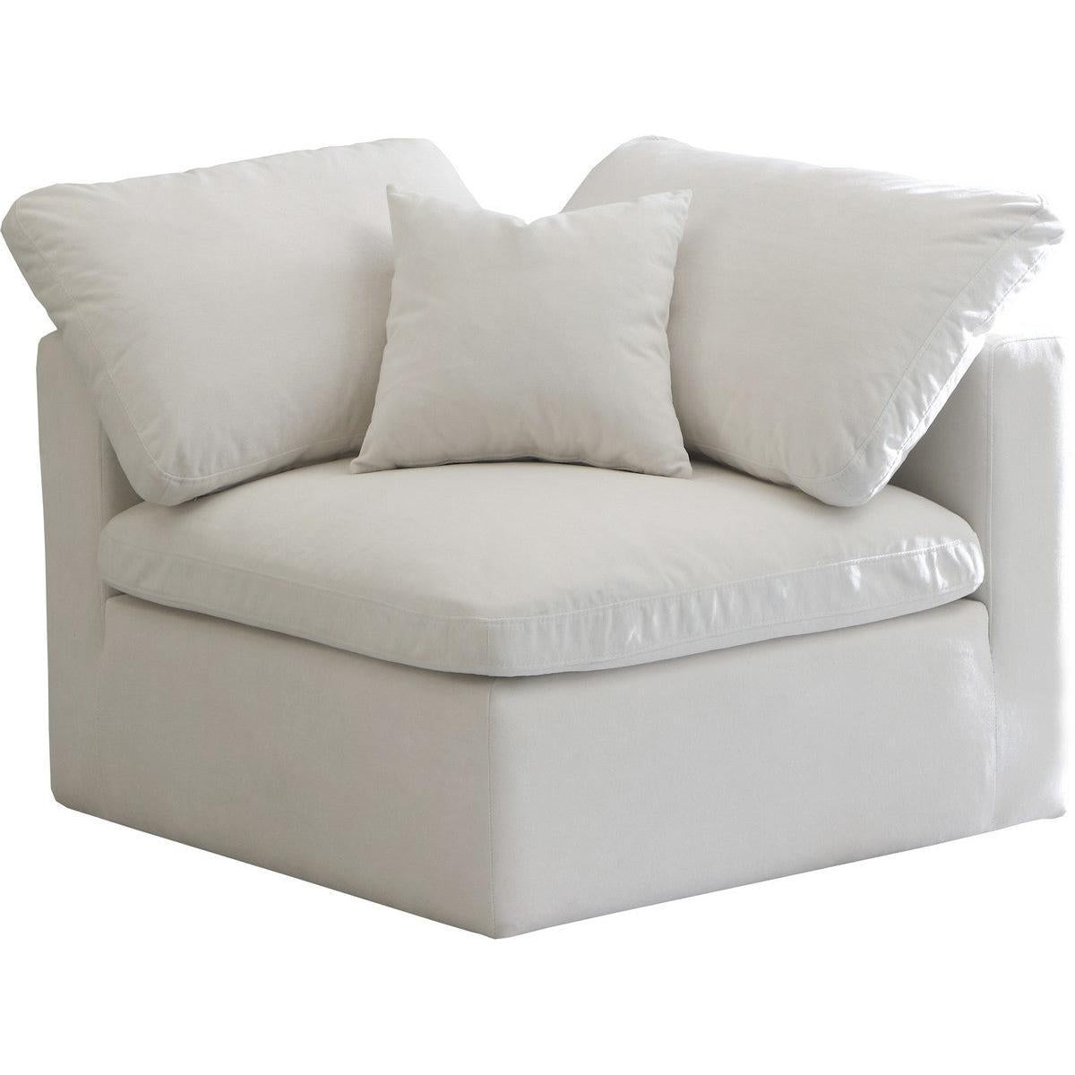 Meridian Furniture Plush Cream Velvet Standard Cloud Modular Corner ChairMeridian Furniture - Standard Cloud Modular Corner Chair - Minimal And Modern - 1
