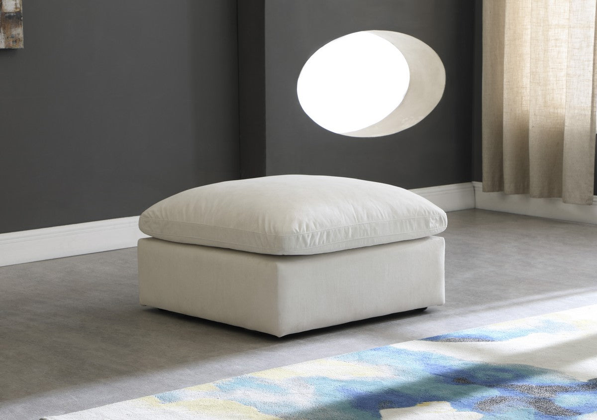 Meridian Furniture Plush Cream Velvet Standard Cloud Modular Ottoman