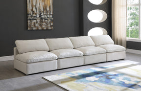 Meridian Furniture Plush Cream Velvet Standard Cloud Modular Sofa
