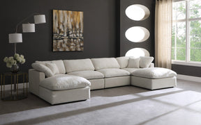 Meridian Furniture Plush Cream Velvet Standard Cloud Modular Sectional